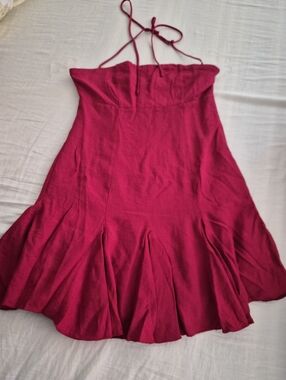 Strapless Halter Fit-and-Flare Dress in Deep FuchsiaIt's ...new—the tag fell off
